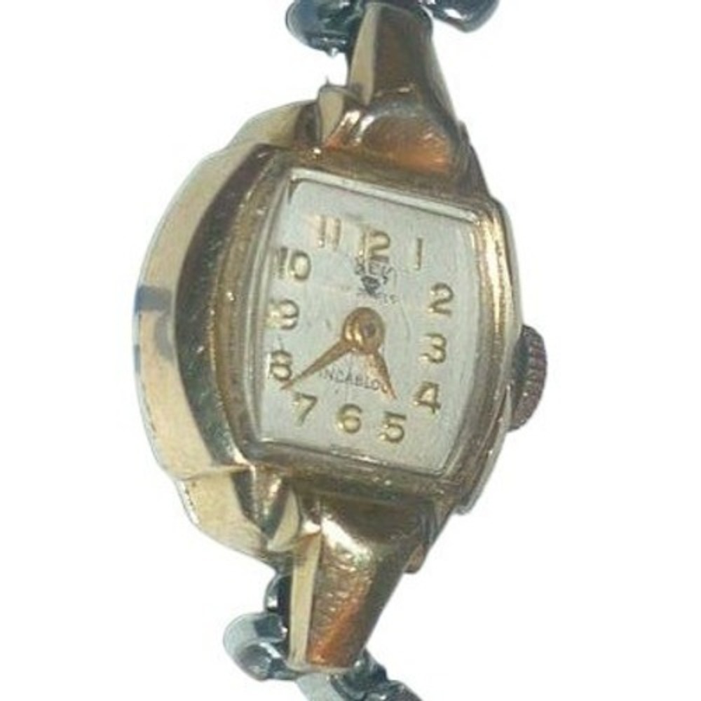 Vintage Ladies Gem 17 Jewels Mechanical Watch Round Face Baldwin Expansion Band